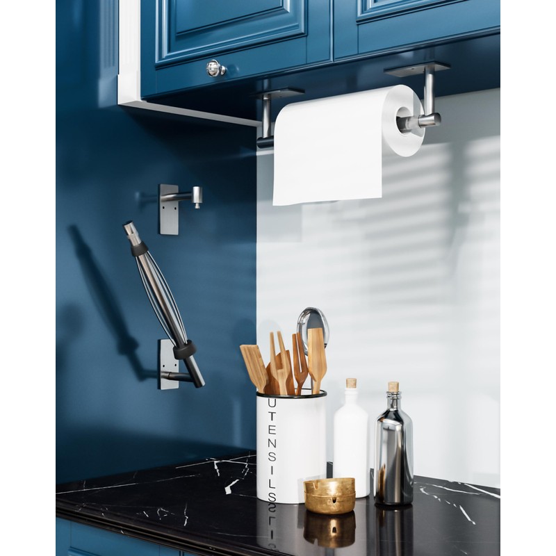 BATHDANCE Paper Towel Holder Under Cabinet, Single Hand Operable Easy