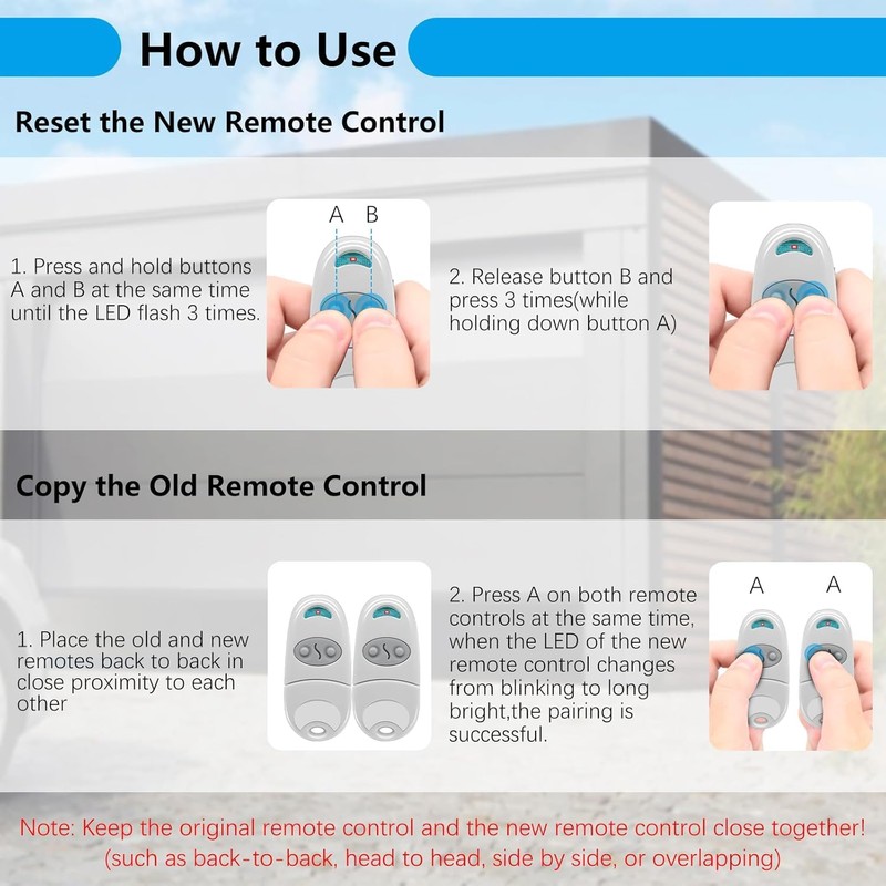 3 Pack 433.92MHz Universal Garage Door Remote Control Compatible with