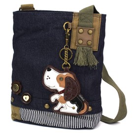 Chala Patch Cross-Body Women Handbag, Blue Denim Canvas Messenger Bag -Dog Gen II - Denim
