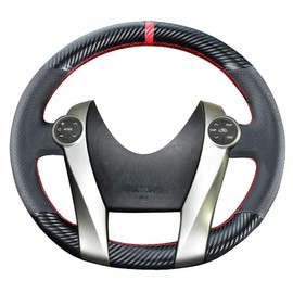 Kivnto DIY Sew Carbon Fiber Steering Wheel Covers for Toyota Prius Hatchback 2010 2011 2012 2013 2014 2015 / Prius V Wagon Plug-in 2012-2017 / Prius C 2012-2019 15 inches Leather Interior Accessories