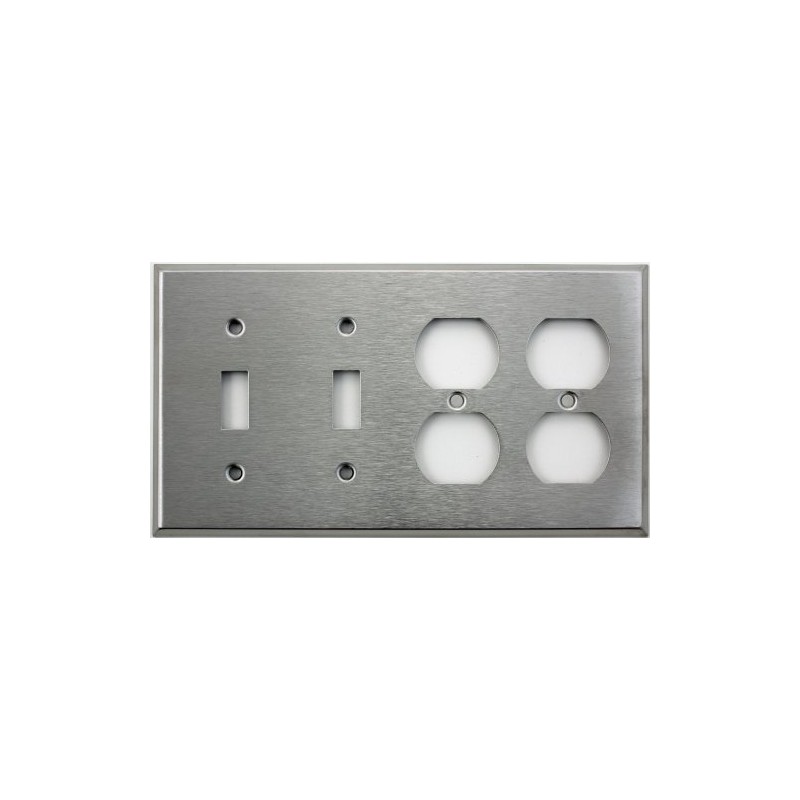 Brushed Satin Stainless Steel 4 Gang Wall Plate - 2