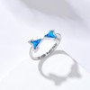 HUKKUN Shark Tooth Ring Sterling Silver Shark Teeth Ring Adjustable