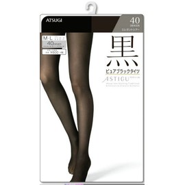 Atsugi Astigu Tights Pure Black Tights 40 Denier Size M - L - 16 Deep Black