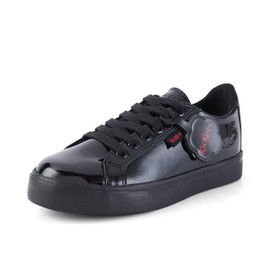 Kickers Junior Girl's Tovni Lacer Patent Leather Trainer, Patent Black, 2.5 UK