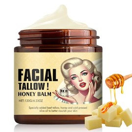 Bálsamo de sebo de res batido y miel, crema facial con acabado de pasto de animales alimentados con pasto, humectante facial con sebo, bálsamo de sebo