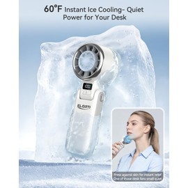 ELORTI Portable Fan, Mini Fan, Personal Fan with Turbo & Ice Cooling, White