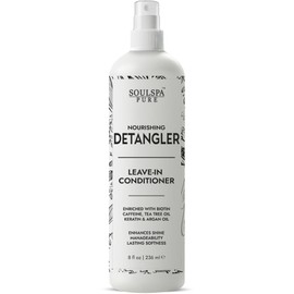 SOULSPA PURE Leave In Conditioner Spray & Hair Detangler - Softens & Protects from Moisture Loss & Frizz - for Curly, Dry & Damaged Hair with Argan Oil, Caffeine, Biotin & Vitamin E - 8 fl oz