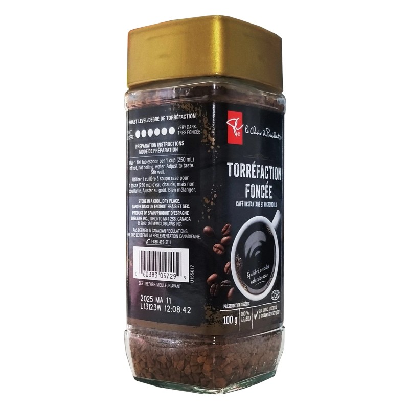 Loblaws Inc. President's Choice Dark Roast Instant Coffee, 100g/3.5 oz.