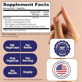 Health Thru Nutrition Boswellia Bospure Non-GMO 300Mg Vege-Capsules, 180 Count