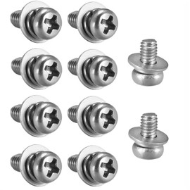 10pcs Pan Head Machine Screws M3*8mm with Cross Hole Pan Head Machine Screws Stainless Steel Flat Washers and Spring Washers Fastener Bolts DIY Tools Furniture Assembly Electronics Repair