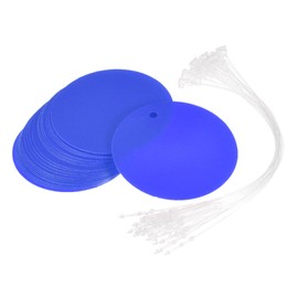 MECCANIXITY 1.95 Inch Round Plastic Tags Tear Proof and Waterproof for Inventory Asset Identification,Price Tags with Tie Blue Pack of 25