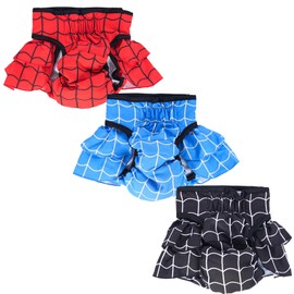 Washable Female Dog Diapers, Reusable Doggies Diapers and Puppies Dogs Heat Panties for Girl Dogs Periods (X-Small (Pack of 3), Web)