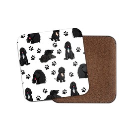 Cocker Spaniel Square Coaster - Black English Dog Pets Illustration Animal Puppy Kids Boys Girls Dad Mum Kitchen Family Drinks Home #81042