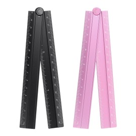 sourcing map 2pcs Folding Straight Ruler 30cm Metric Aluminum Alloy Protractor Foldable Angle Ruler Geometric Measure Tool with Angle Line for Architect Artist Office, Black/Light Pink
