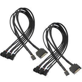 XMSJSIY SATA to 3 Pin 4 Pin PWM Fan Adapter Splitter Hub for 12V Desktop Computer Cooler Case Fans, 2 Pieces Packing