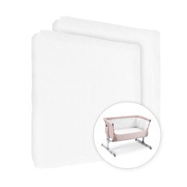 2X Jersey 100% Cotton Fitted Sheet for 90 x 55 cm Baby Bedside Crib Mattress (White)