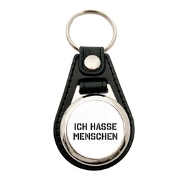 huuraa Keyring "I Hate People" Gift Pendant Shopping Trolley Token I Hate Gift Idea, Metal with faux leather, Unit size