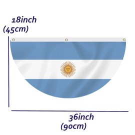 1.5x3 FT Argentine Fan Bunting Flag,18x36 In Argentina Semi Round 100D Outdoor Banner,Novel Decor for Garden Yard Window Car Boat Balcony with Brass Grommet
