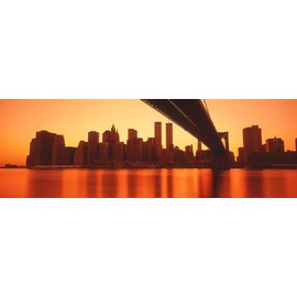 Walls 360 Peel & Stick Wall Mural: New York East River and Brooklyn Bridge (36 in x 12 in)