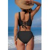 Women's High Waisted Bikini Twist Front Tie Back 2 Piece