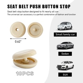 povtii 10 Sets Seat Belt Button Stop, Snap-On Plastic Seatbelt Stopper Clip Prevent Seat Belt Buckle from Sliding Down, No Welding Seat Belt Stop Kit, Universal Car Accessories (Beige)
