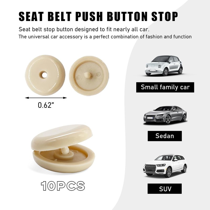 povtii 10 Sets Seat Belt Button Stop, Snap-On Plastic Seatbelt