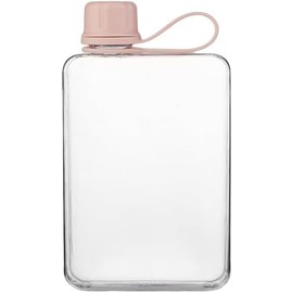 IDIDG Flat Water Bottle Travel Flask Portable 17 oz BPA Free Tritan Square Water Bottles Leakproof Slim Water Bottle for Purse Travel Pocket Sports Fitness (Pink, 17 Ounces)