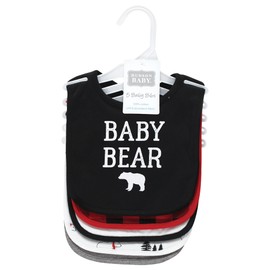 Hudson Baby Unisex Baby Cotton Bibs, Buffalo Plaid Bear, One Size