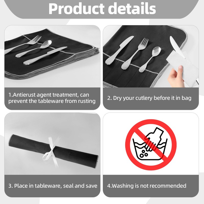 Nangua 6 Pieces Anti-tarnish Silverware Protective Bag, Black Silver Protection