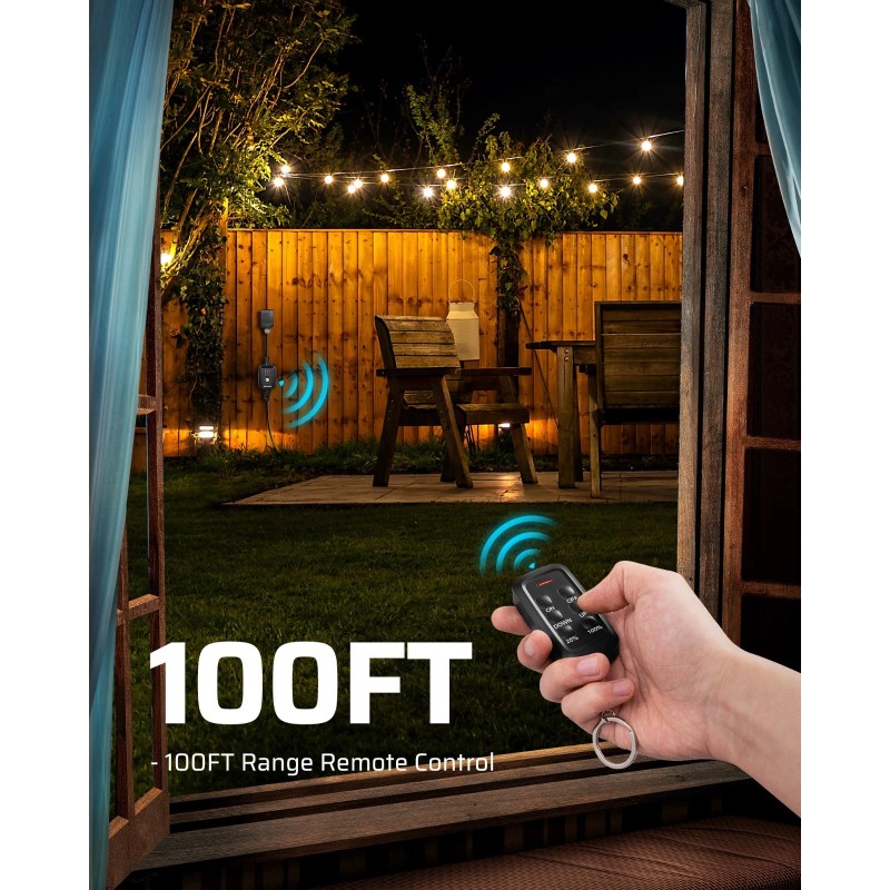 DEWENWILS Outdoor Dimmer for String Lights with Remote Waterproof Plug-in