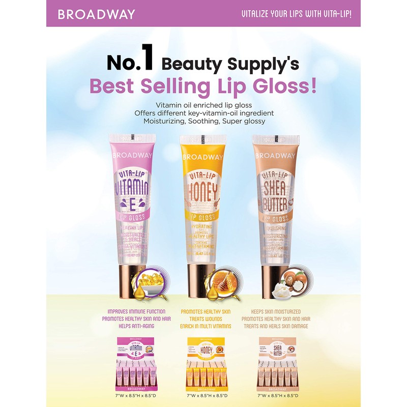 Broadway Vita-Lip Clear Lip Gloss 0.47oz/14ml (Vitamin E) 6 PACK