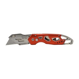 Superior Steel UK750 Folding Utility Pocket Knife Box Cutter with Belt Clip, Easy Release Button, Quick Change and Lock-Back Design - Red