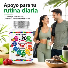 Lipo Green Carnitina Vinagre Manzana Cetonas Frambuesa Verde Chía Piña Pepino Toronja Apoyo Metabolismo Bienestar General Estimulantes Cápsulas