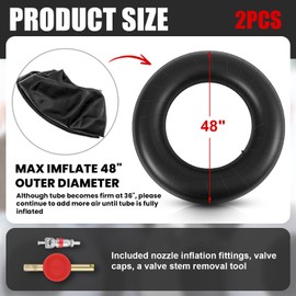 BBTO 2 Pcs 48 Inch Rubber Snow Innertubes for Sledding Heavy Duty Inflatable Inner Tube Sled Large River Float Tubes for Winter Sledding Ski Pool Closing Floating Rafting Adults