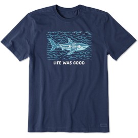 Life is Good. Men's Life was Good Shark Short Sleeve Crusher Tee, Darkest Blue, X-Large