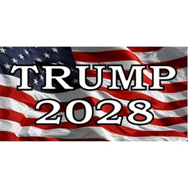Trump 2028 On U.S. Flag Metal License Plate