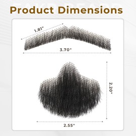 Wodelanle Fake Mustache Realistic Beard 100% Human Hair Full Hand Tied Facial Hair Fake Goatee False Beards Lace Invisible Fake Mustache for Entertainment Party Drama Movie Makeup