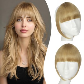 Fanguilar Clip in Bangs-Fake Bangs Hair Clip Ash Blonde French Bangs Hair Clips on Bangs For Women Faux Bangs Fringe With Temples Hairpieces Curved For Daily Wear