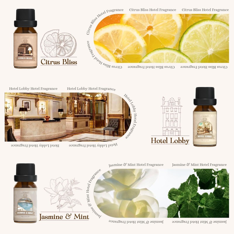 SALUBRITO Hotel Fragrance Oil Set, Luxury Essential Oil Set for