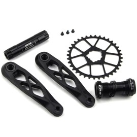 CobraCrawler Ultralight MTB 165/170/175 mm Crank Set, 32T 34T 36T 38T Single Speed Mountain Bike Crank Arm Set Dub Axle 29 mm Mountain Bike Crankset (Black Crank 175 mm, 38T BB)