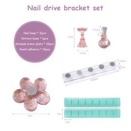 10pcs Magnetic Pink Nail Art Holder Nail Art Stand Nail Art Display Manicure Tool with 3 Bases, 16pcs Glue