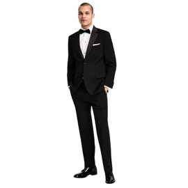 Nautica Mens Modern fit 2 Piece Tuxedo Suit 44 L / 38 Waist Black Solid Stretch