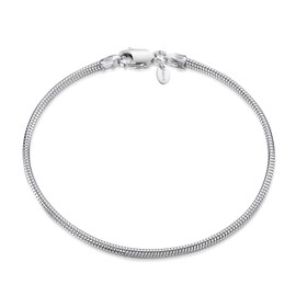 Amberta 925 Sterling Silver 1.9 mm Snake Chain Bracelet Length 7.5" inch / 19 cm (7.5)