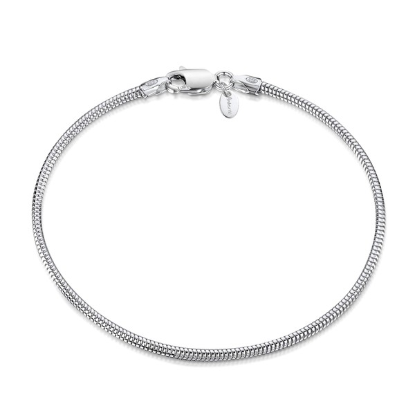 Amberta 925 Sterling Silver 1.9 mm Snake Chain Bracelet Length