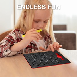 YATOSEEN Children's Drawing Board, Drawing Board with Magnetic Balls and Pen, Children's Toy Drawing Gifts for Children from 3 Years, 217 x 174 x 12 mm (Small, Black)