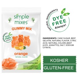 Simple Mixes Natural Gummy Mix, Healthy Snack, Dye-Free, No Gluten or Fat, Kosher, (3 Pack, Orange)