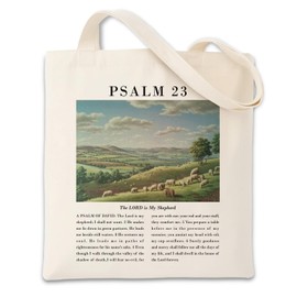 Canvas Tote Bag Christian, Aesthetic Canvas Tote Bags for Women, Bible Verse Psalm 23 Totes, Reusable Cotton Totes for Grocery, Shopping, Beach & Daily Use, Christian Girl Gift