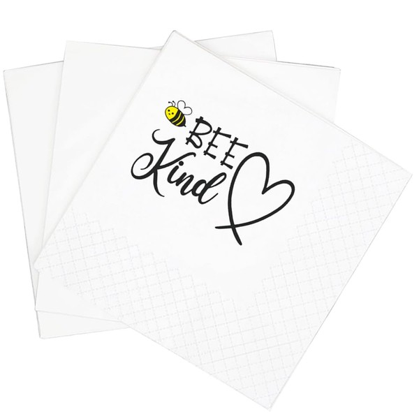 SharkBliss Funny Bee Quotes Cocktail Napkins, 100 Pack Bee Kind