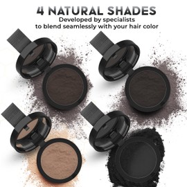 ELEVATE Hair Line Powder Instantly Conceal Hair Loss for Thinning Areas - Shadow Makeup - Root Cover Touch Up with Puff Touch - Instant Gray Coverage for Men and Women (Dark Brown)