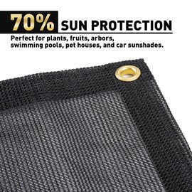 CARTMAN Finished Size 12x12 Feet Heavy Duty Mesh Tarp with Grommets, 70% Black Shade Cloth, Multipurpose Protective Cover with Air Flow for Plant, Greenhouse, Patio, Chicken Coop, Barn Kennel
